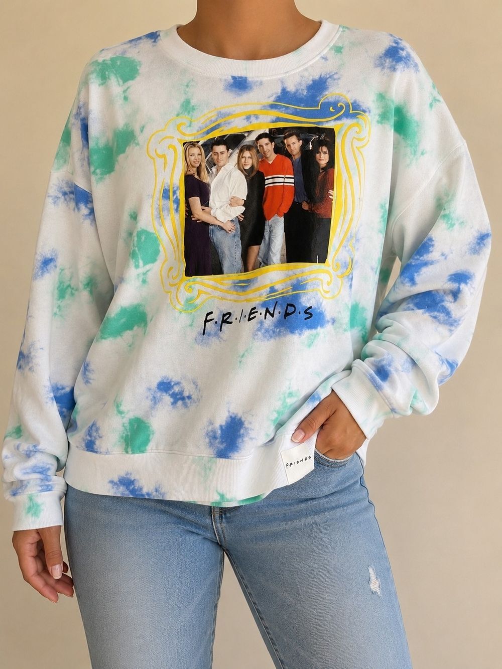 Friends Graphic Tie-Dye Crewneck Sweatshirt Y2k Inspired Retro Oversized Sz 19